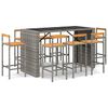 vidaXL 7-delige Tuinbarset poly rattan en massief acaciahout grijs