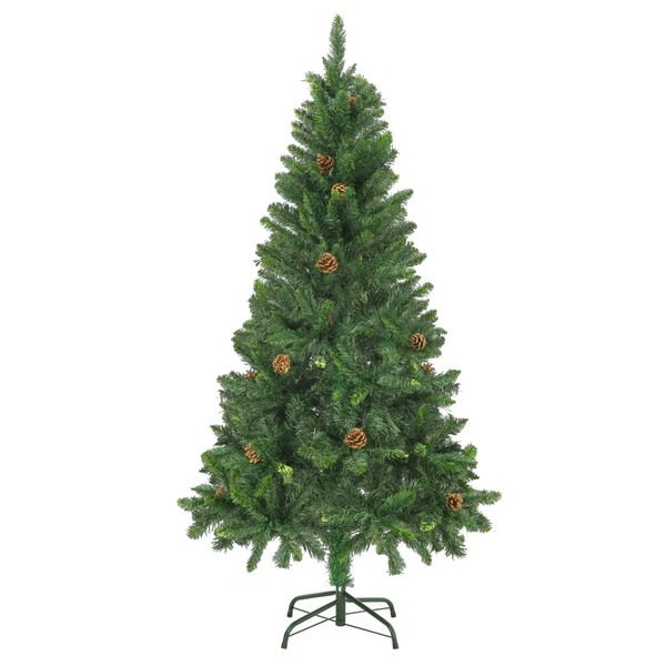 vidaXL Kunstkerstboom met verlichting en dennenappels 150 cm groen