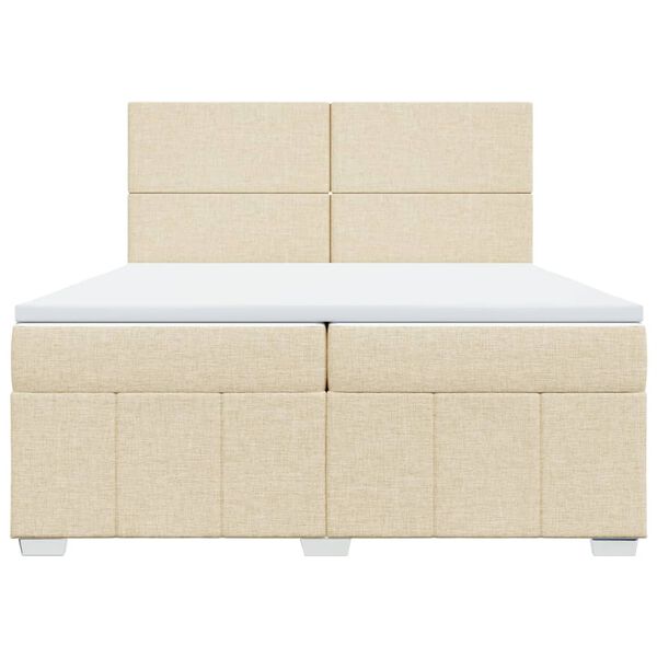 vidaXL Boxspring met matras stof cr&egrave;mekleurig 200x200 cm