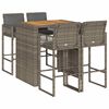 vidaXL 5-delige Tuinbarset met kussens poly rattan acacia grijs