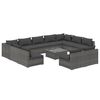 vidaXL 12-delige Loungeset met kussens poly rattan grijs