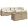 vidaXL 7-delige Loungeset met kussens poly rattan beige