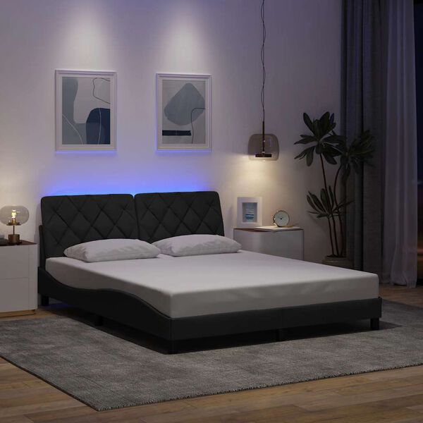 vidaXL Bedframe met LED zonder matras 160x200 cm stof donkergrijs