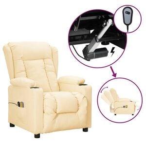 vidaXL Massagestoel elektrisch kunstleer cr&egrave;mekleurig