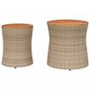 vidaXL Tuinbijzettafels 2 st met houten blad poly rattan beige