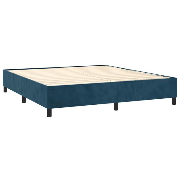 vidaXL Boxspring met matras fluweel donkerblauw 160x200 cm