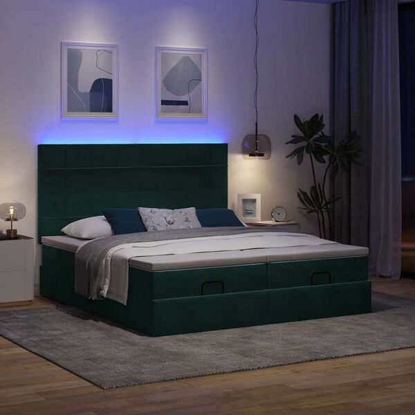 vidaXL Ottoman bed met matrassen en LED's 180x200cm fluweel