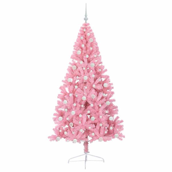 vidaXL Kunstmatig Voorverlicht Kerstboom met 300 LED Roze 210 cm PVC