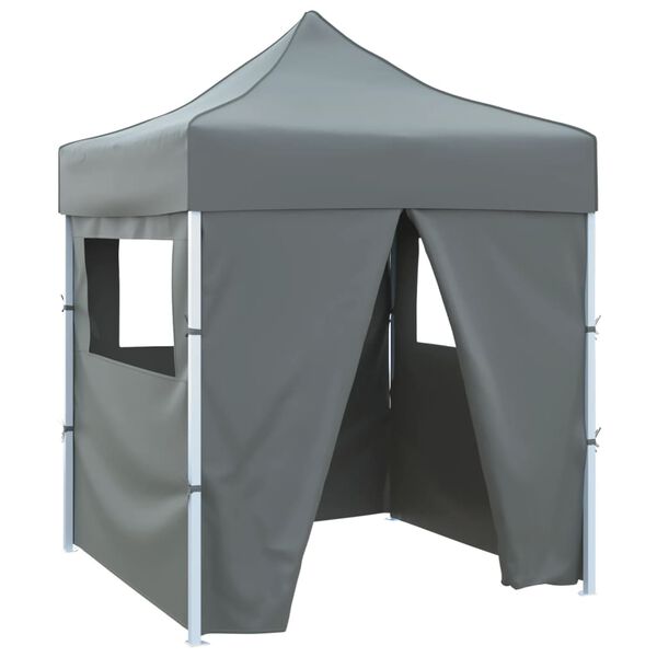 vidaXL Partytent met 4 zijwanden inklapbaar 2x2 m staal antraciet