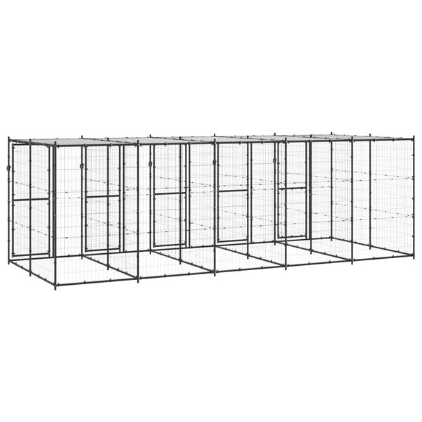 vidaXL Hondenkennel met dak 12,1 m&sup2; staal