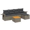 vidaXL 6-delige Loungeset met kussens poly rattan grijs