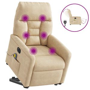 vidaXL Sta-op-massagestoel elektrisch microvezelstof cr&egrave;mekleurig
