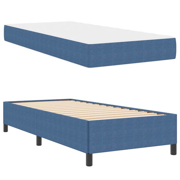 vidaXL Bedframe met matras Blauw 90 x 190 cm Stof