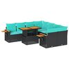 vidaXL 9-delige Loungeset met kussens poly rattan zwart