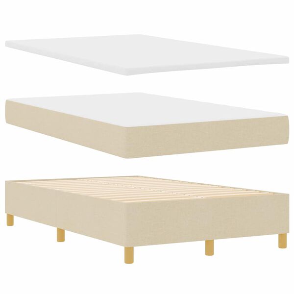 vidaXL Boxspring bed met matras met hoofdeinde Cr&egrave;me 120 x 190 cm Stof