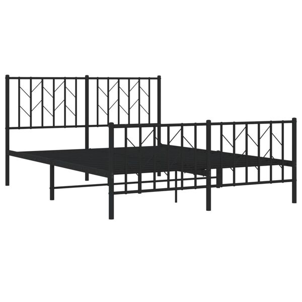 vidaXL Bedframe met hoofd- en voeteneinde metaal zwart 135x190 cm