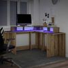 vidaXL Bureau met LED-verlichting 152x152x91 cm hout artisanaal eiken