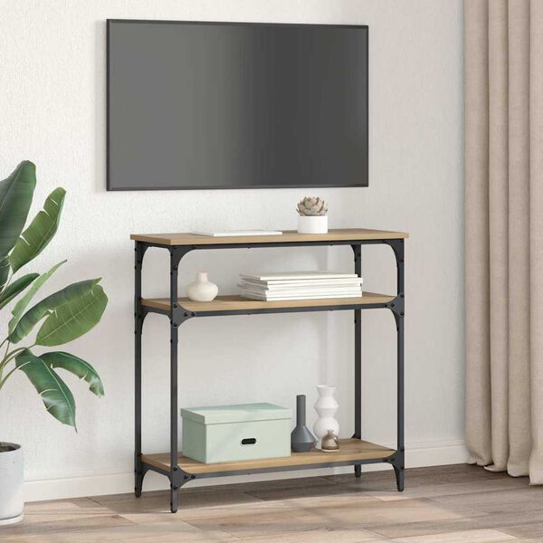 vidaXL Wandtafel met plank Artisan Eiken 75 x 29 x 75 cm Bewerkt hout