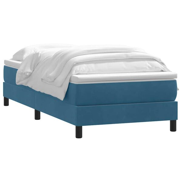 vidaXL Boxspring met matras fluweel donkerblauw 90x220 cm