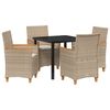 vidaXL Tuin eettafelset 5 st Beige poly rattan
