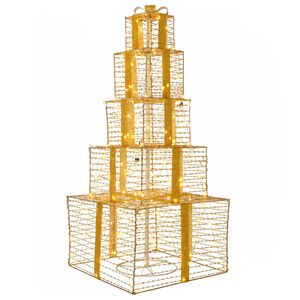 vidaXL Kerst led-cadeaudozen stapel 250 LED's Warmwit 56 x 56 x 120 cm