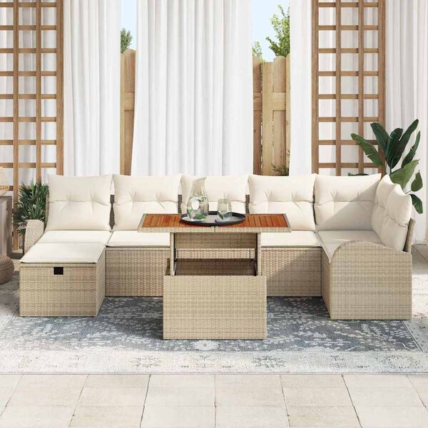 vidaXL Tuin Sofa Set 8 pcs Beige poly rattan