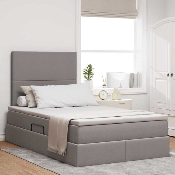 vidaXL Opslag bed met matras met opslag Taupe 120 x 200 cm Nep Leer