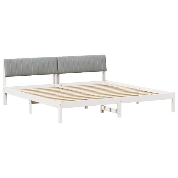 vidaXL Bedframe Wit en lichtgrijs 160 x 200 cm Massief grenenhout