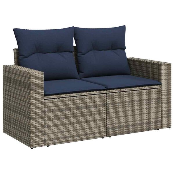 vidaXL 9-delige Loungeset met kussens poly rattan acacia grijs