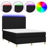 vidaXL Boxspring met matras en LED stof zwart 140x200 cm