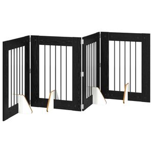 vidaXL Opvouwbaar hondenhek met standaards 4 pcs Zwart eiken 241 cm