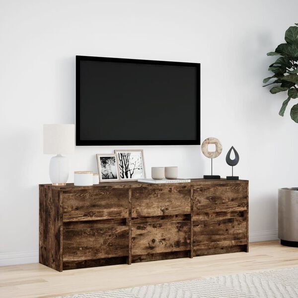 vidaXL Tv-meubel met LED 140x34x50 cm bewerkt hout gerookt eikenkleur