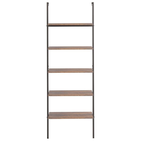 vidaXL Ladderrek met 5 schappen 64x35x185 cm donkerbruin en zwart