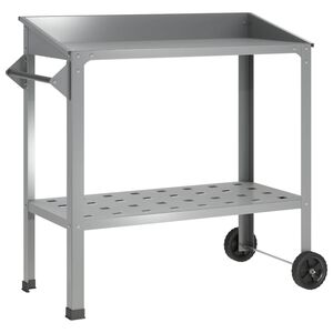 vidaXL Pottafel met Wielen zilver 96 x 50 x 89 cm Gegalvaniseerd staal