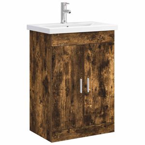 vidaXL Badkamermeubelset Gerookt eiken 61 x 40 x 84,5 cm Bewerkt hout