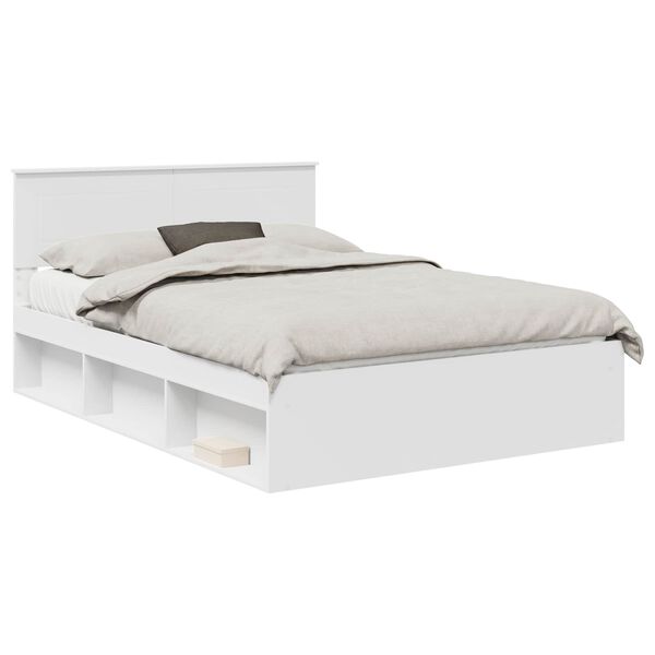 vidaXL Bedframe met hoofdeinde Wit 150 x 200 cm Bewerkt hout