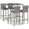 vidaXL 5-delige Tuinbarset met kussens poly rattan grijs