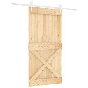 vidaXL Schuifdeur 100 x 210 cm Massief Grenenhout (Niet-Behandeld)