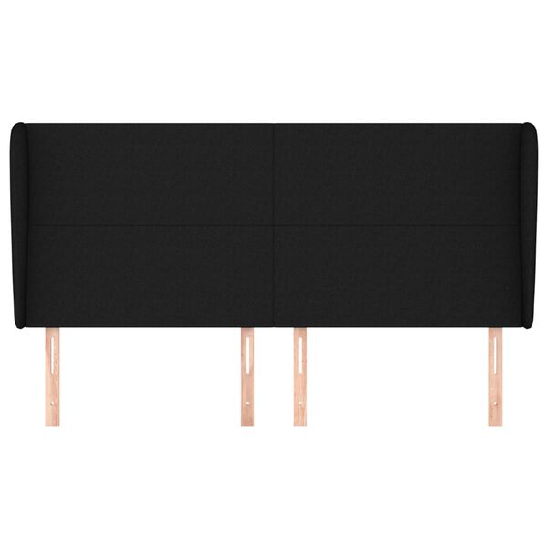 vidaXL Hoofdbord met randen 183x23x118/128 cm stof zwart