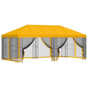 vidaXL Paviljoen met zijwanden 6 x 3 m Geel Polyester en staal 190 gsm