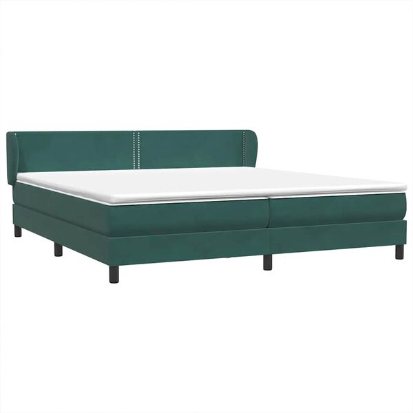 vidaXL Boxspringbed met matrassen 180x220 cm fluweel donkergroen