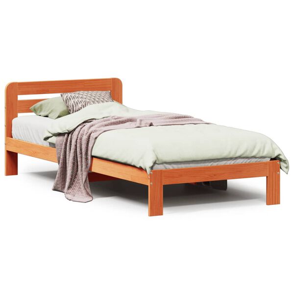 vidaXL Bedframe zonder matras massief grenenhout wasbruin 75x190 cm