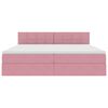 vidaXL Bed met LED -striplichten met opslag Roze 200 x 200 cm Fluweel
