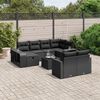 vidaXL 11-delige Loungeset met kussens poly rattan zwart