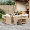 vidaXL 9-delige Tuinset met kussens poly rattan beige