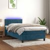 vidaXL Boxspring met matras en LED fluweel donkerblauw 90x200 cm