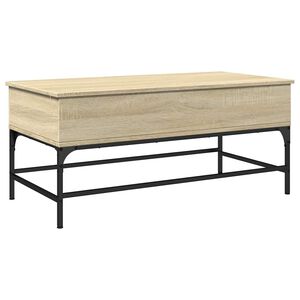 vidaXL Salontafel 100x50x45 cm bewerkt hout en metaal sonoma eiken