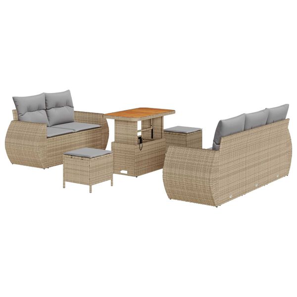 vidaXL Tuin Sofa Set met kussen 8 pcs Beige en Licht Grijs poly rattan