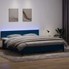 vidaXL Boxspring met matras en LED fluweel donkerblauw 180x220 cm