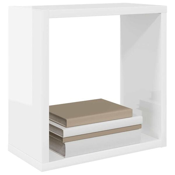 vidaXL Wandschappen kubus 6 st 30x15x30 cm hoogglans wit
